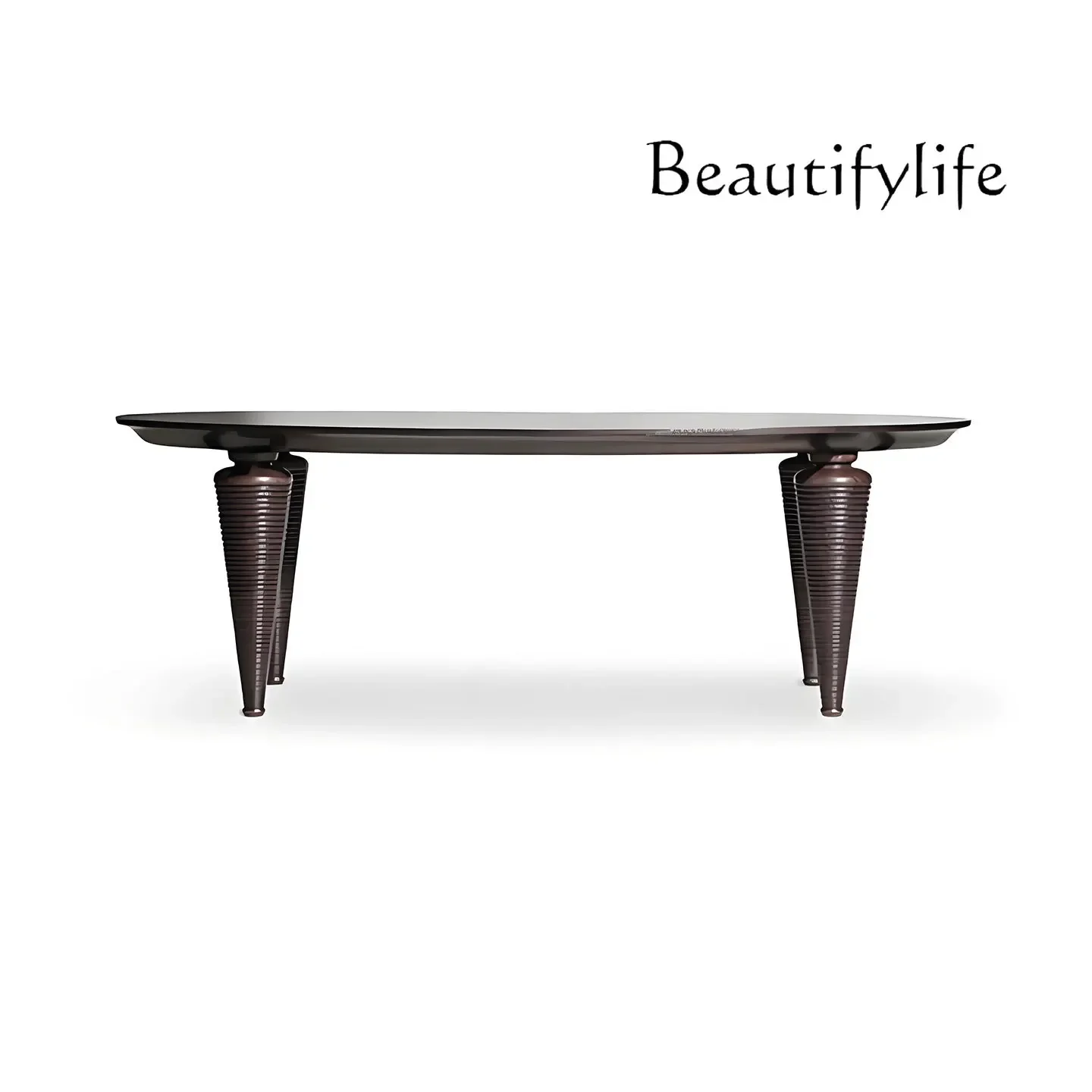 BJ U Retro American Oval Solid Wood Dining Table French Medieval High-end Light Luxury Villa Restaurant Carving
