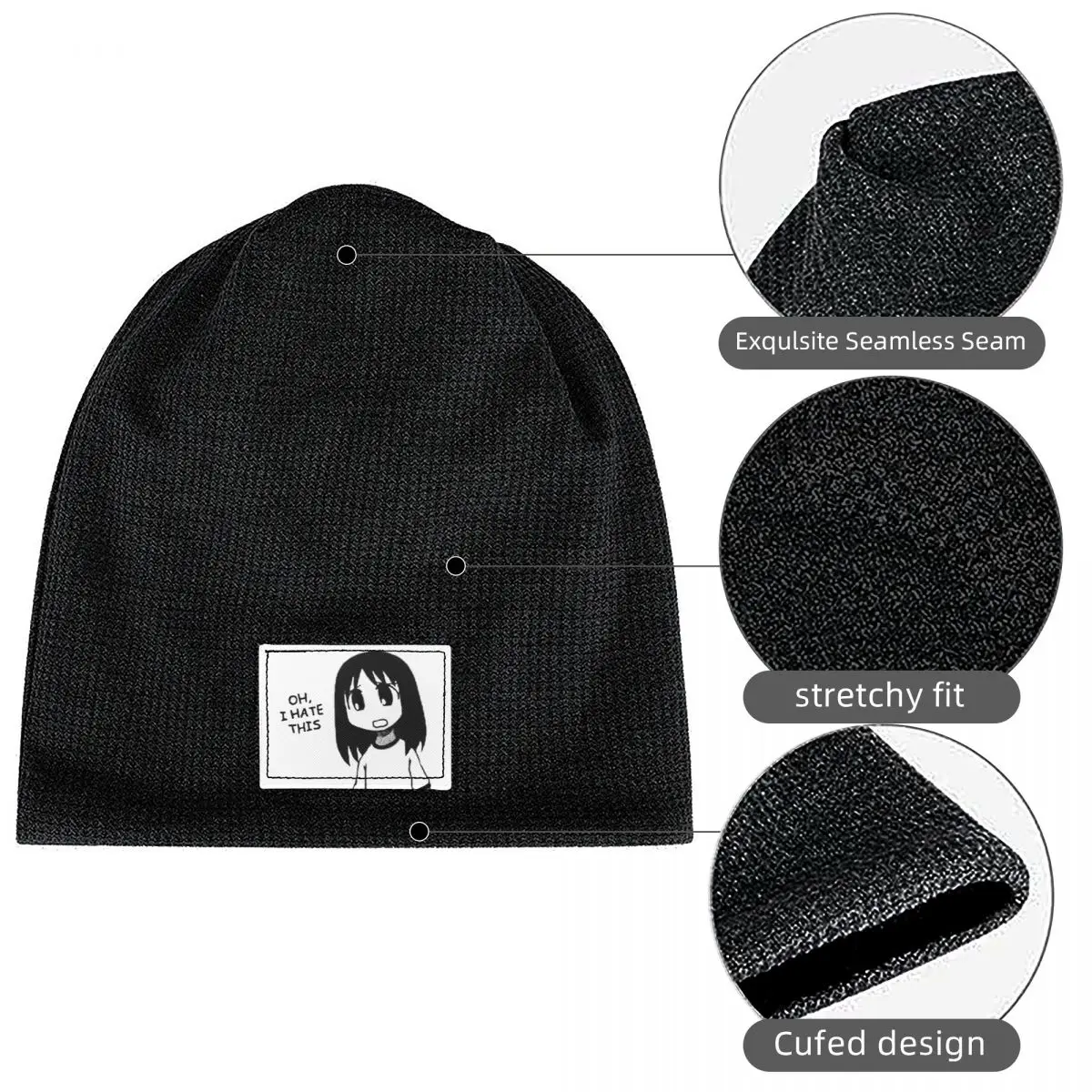 OUTDATED - Check Profile Azumanga Daioh Osaka Ayumu Kasuga Waffle Fleece Lined Beanie with PU Leather Patch Warm Winter Soft Cap