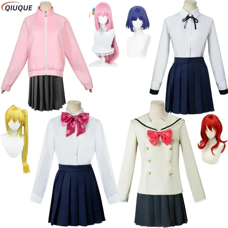 

XT8Anime Bocchi The Rock Costume Goto Hitori Yamada Ryo Ijichi Nijika Kita Ikuyo Cosplay Wig Woman School Uniform OXT6@!