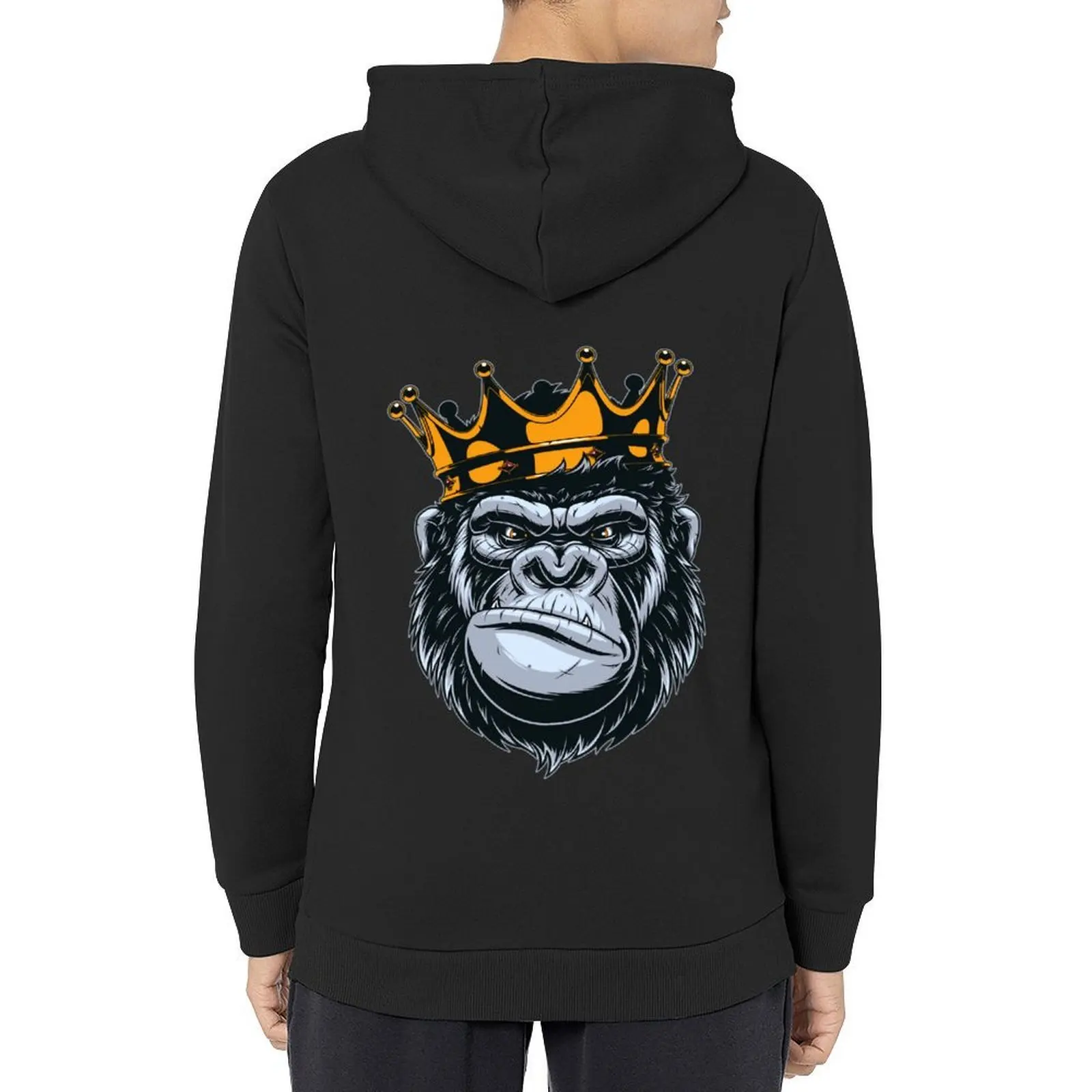 

King Gorilla King Kong Ape Monkey Swag Illustration Chiffon Top Hoodie fashion men aesthetic clothing hoodie men