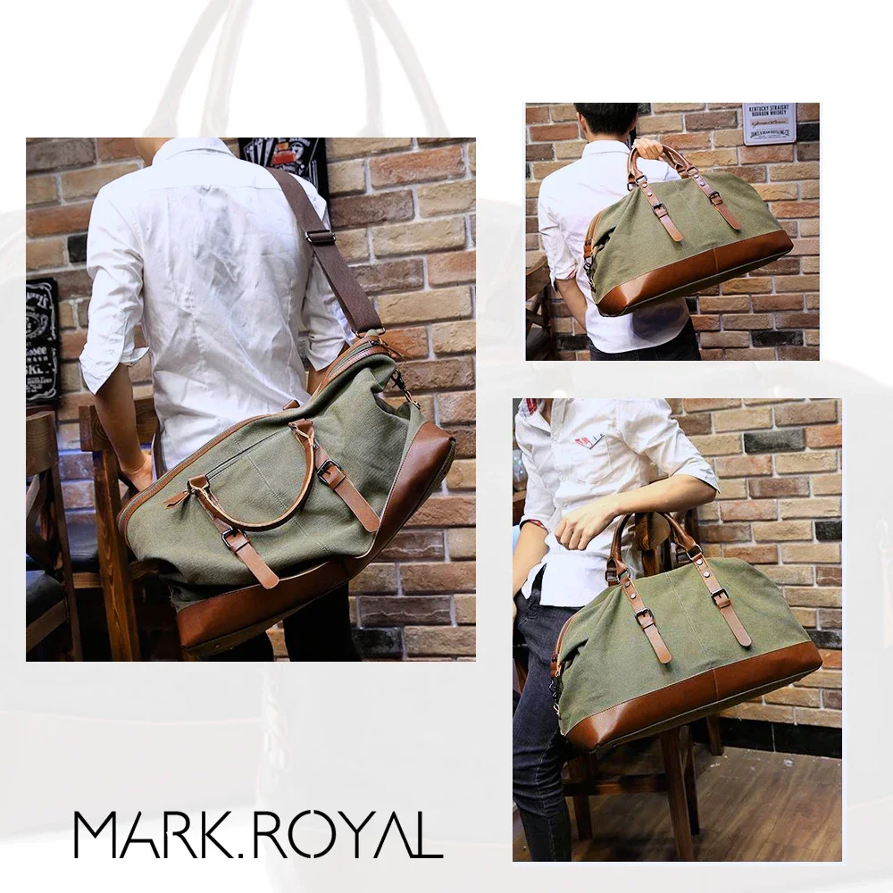 MARKROYAL Canvas Leather Men Travel Bags Carry On Luggage Bag Men Duffel Bag Handbag Travel Tote Large Weekend Bag Dropshipping