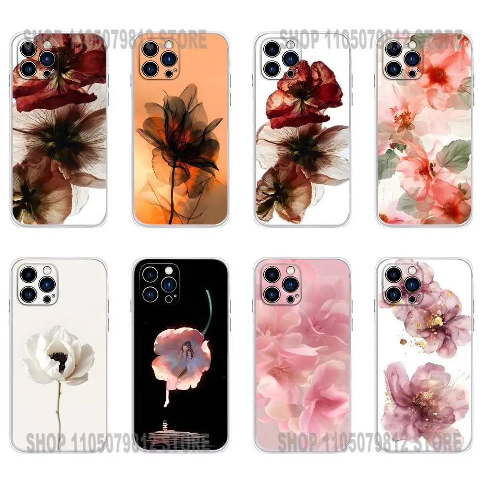 

Anemoni flowers Phone Case For iPhone 17 16,15,14,13,12,11 Plus,Pro,Max,XR,Plus,E,Mini Transparent Soft Cover