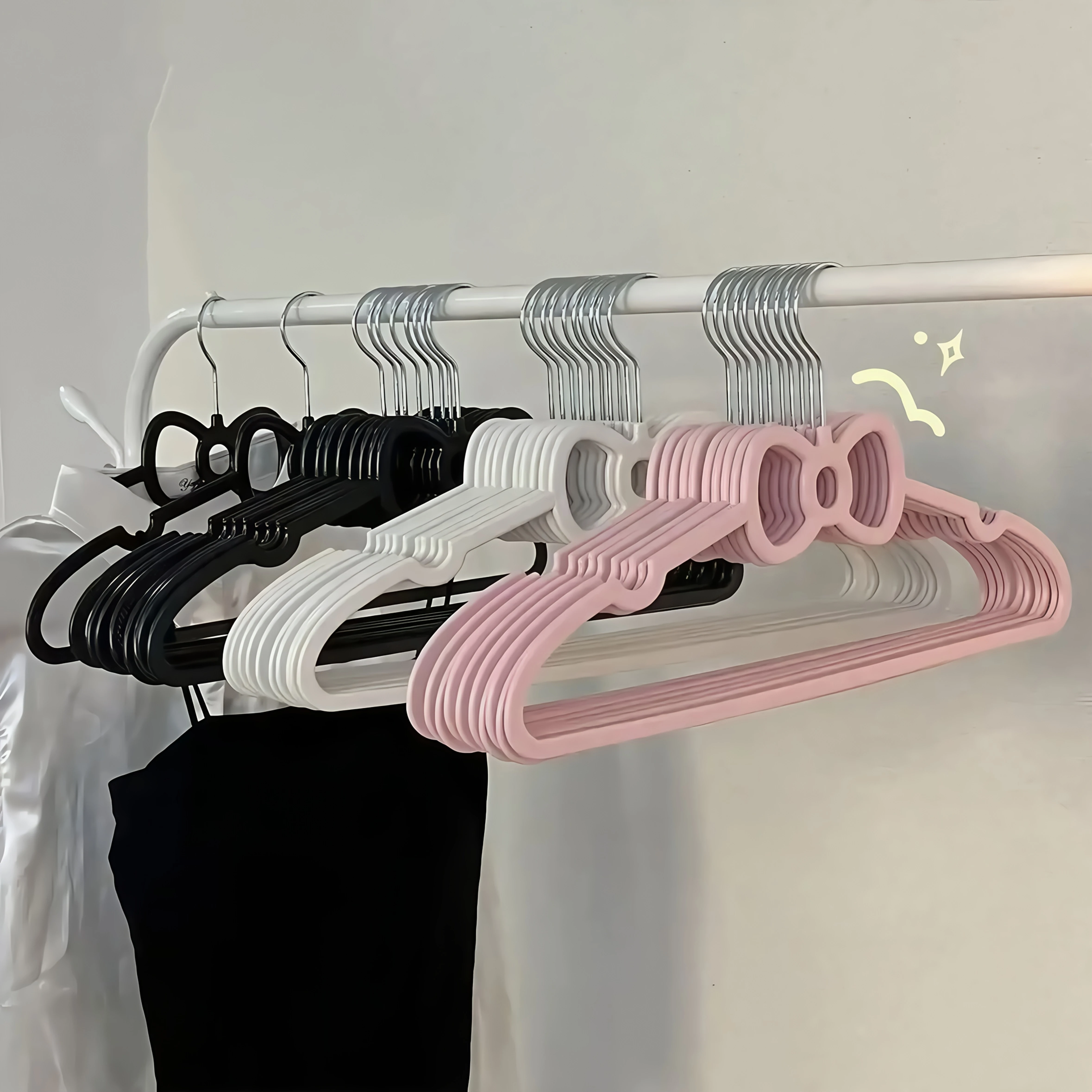 10pcs of the latest popular butterfly tie plush hangers, non marking and non slip, suitable for organizing wardrobes,