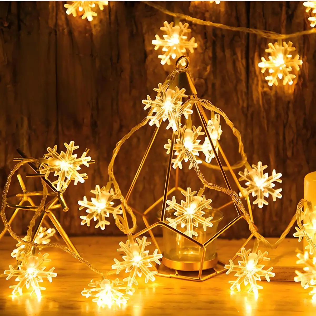 Christmas Snowflake String Lights Battery Operated LED Fairy Lights for Xmas New Year Party Wedding Bedroom Decoration