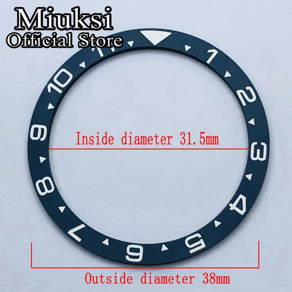 Miuksi 38mm flat C3 green luminous ceramic bezel Insert fit SKX007 SKX009 bezel insert 38mm*31.5mm replacement watch parts