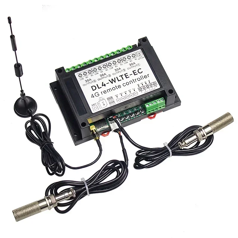 4G LTE SMS APP Remote Control Switch DL4 Gsm 30A Gsm Power Off Socket 4-Channel Relay Switch Temperature Monitor Output