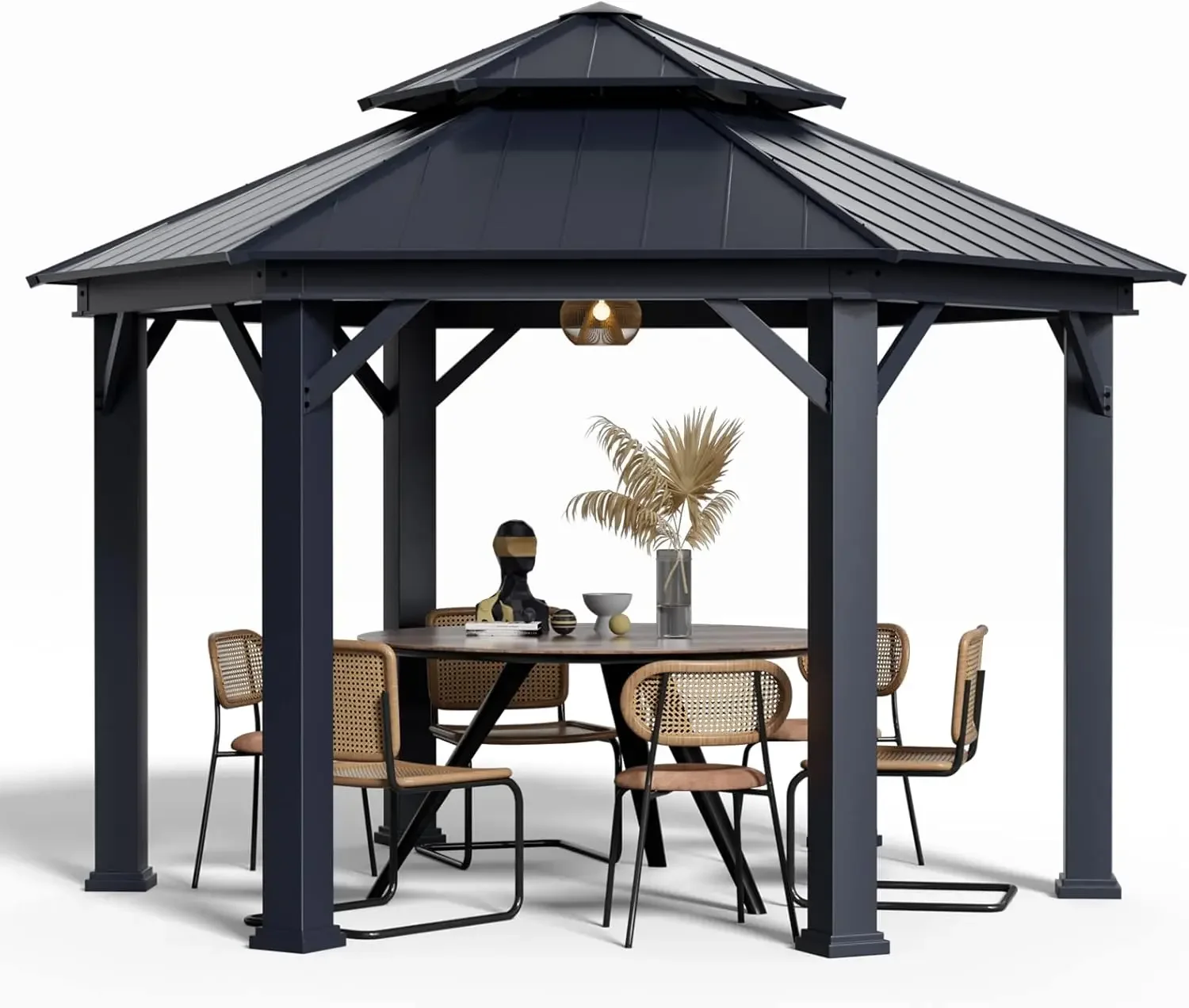 

15' x 15' Hardtop Gazebo, Outdoor Aluminum Hexagon Gazebos with Galvanized Steel Roof for Patio, Backyard, Deck and Lawns