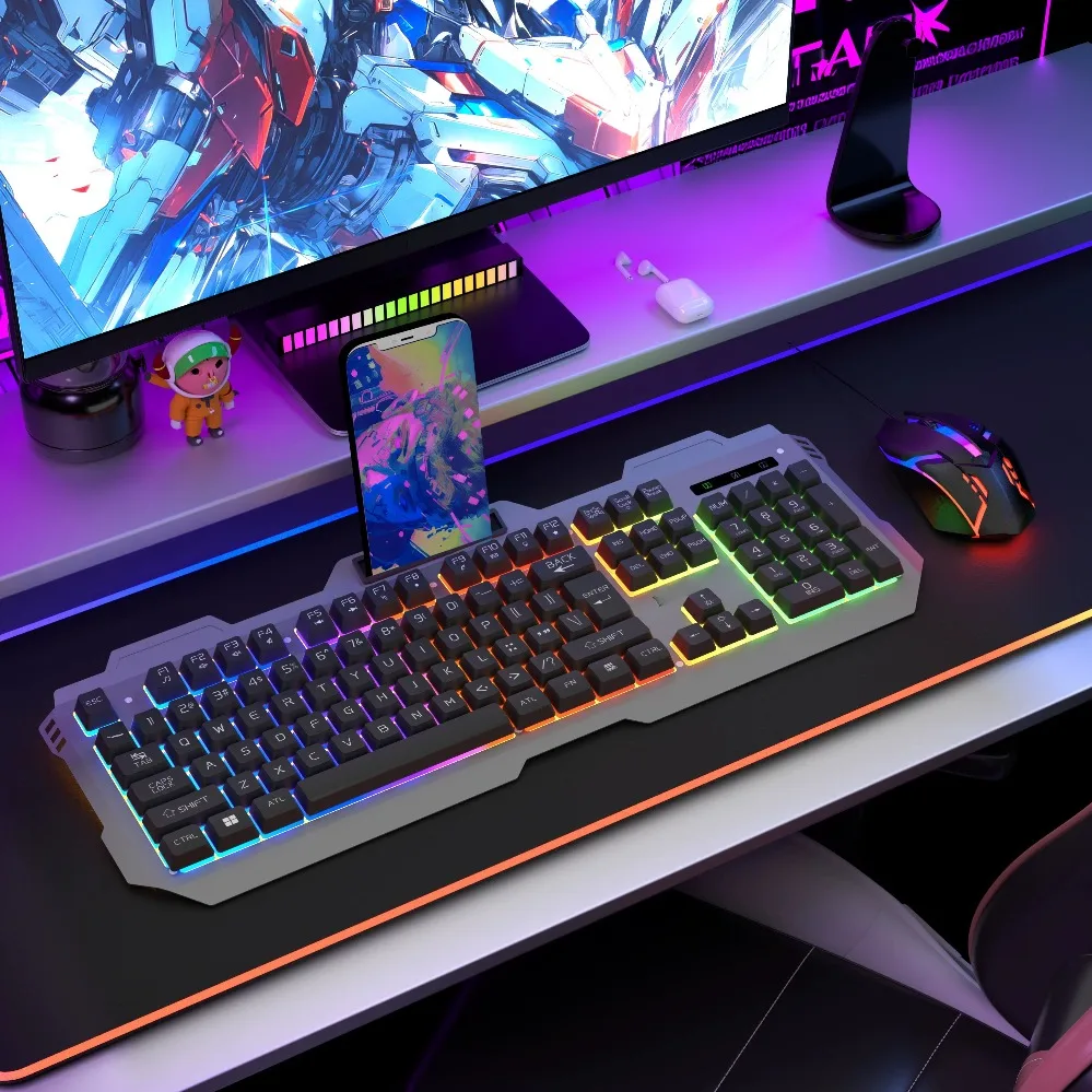 Wired Backlit Keyboard Mouse Combo Floating Keycap Mechanical Feel USB Fit Desktop Laptop (002)