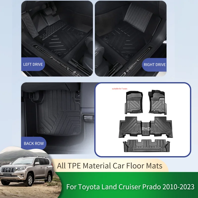 

RHD TPE Car Floor Mats All-Weather Foot Pads Waterproof Tray Mat for Toyota Land Cruiser Prado J150 Lexus GX 400 600 2011~2023