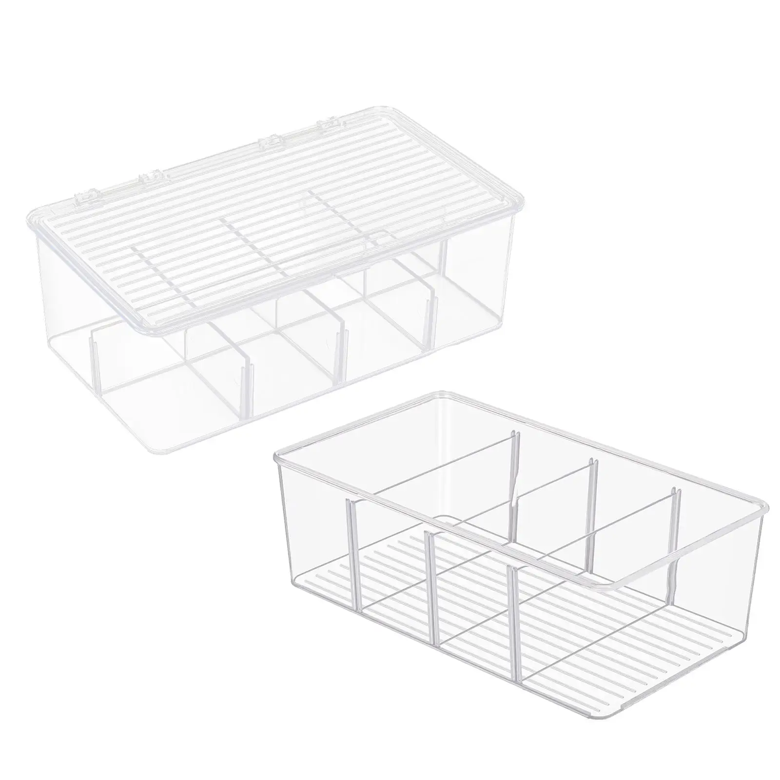 Clear Tea Storage Container with 4 Sections for Drawer Organization