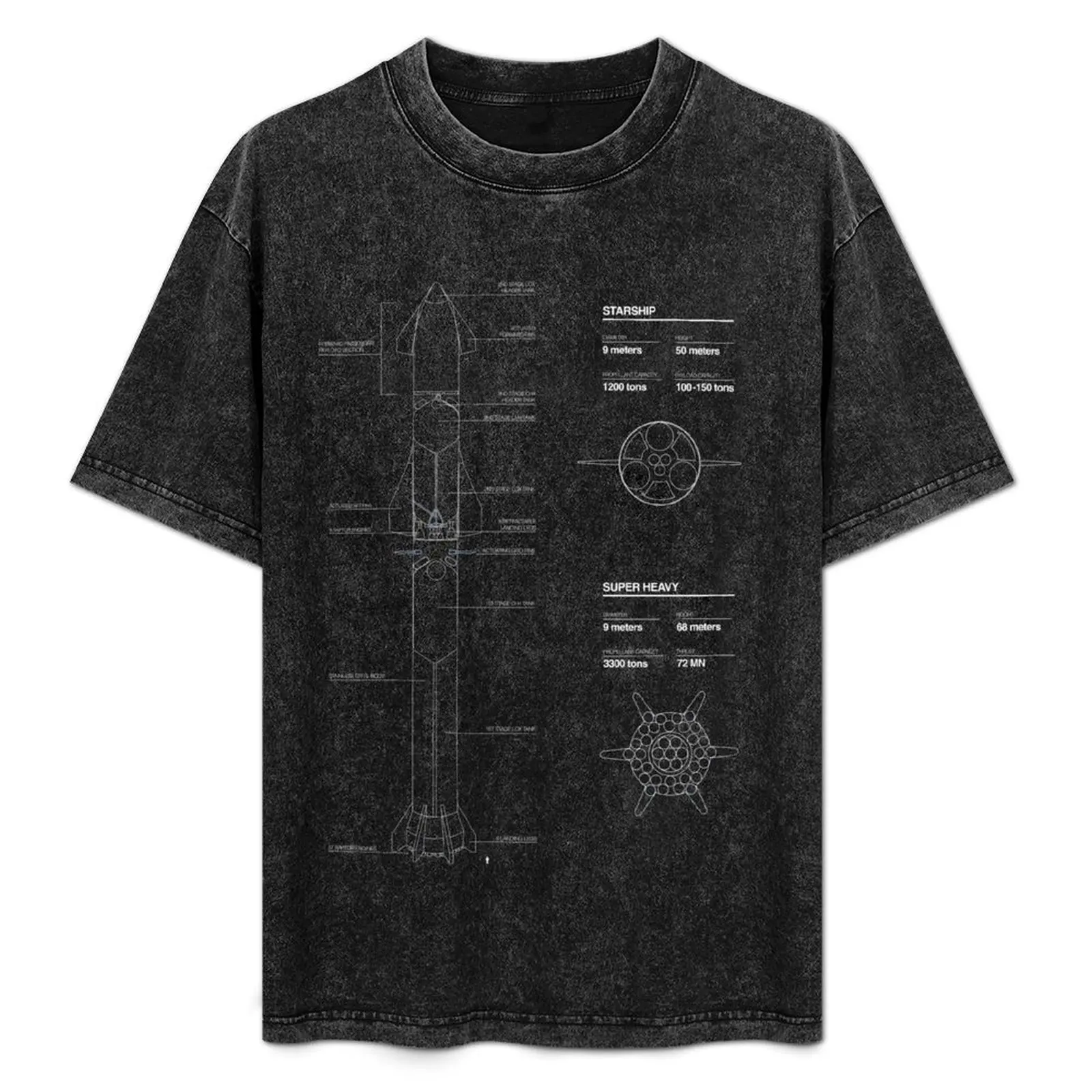 

Starship SpaceX Blueprint 2020 T-Shirt korean fashion plus size clothes Men's cotton t-shirt