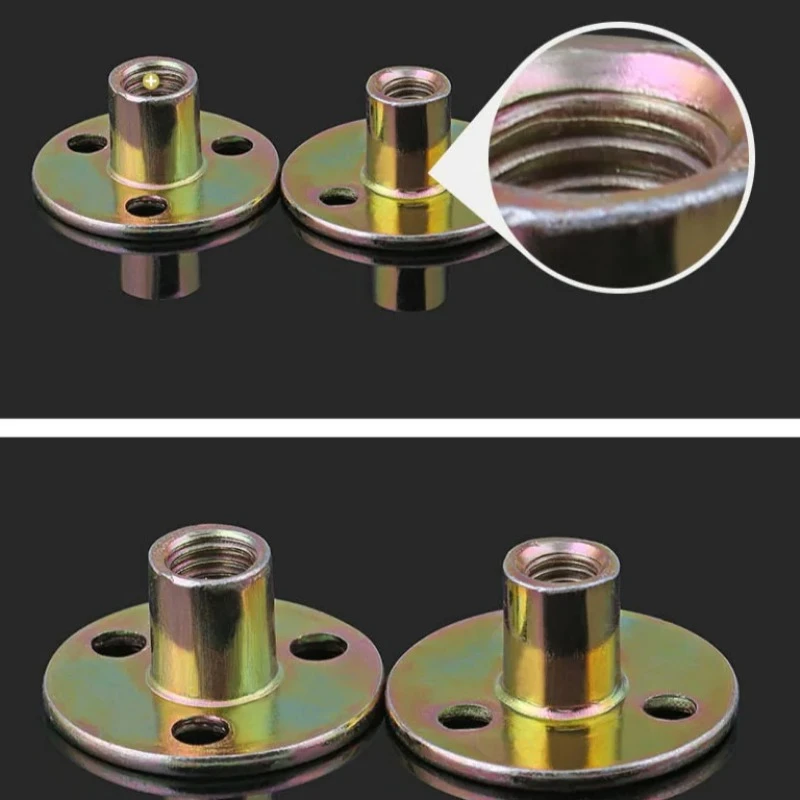 M6/M8/M10/M12 Iron Plate Lock Nut  for Sofa Foot Lock Galvanized Three-hole Flange Nut Wood Furniture Splint Lock Nut