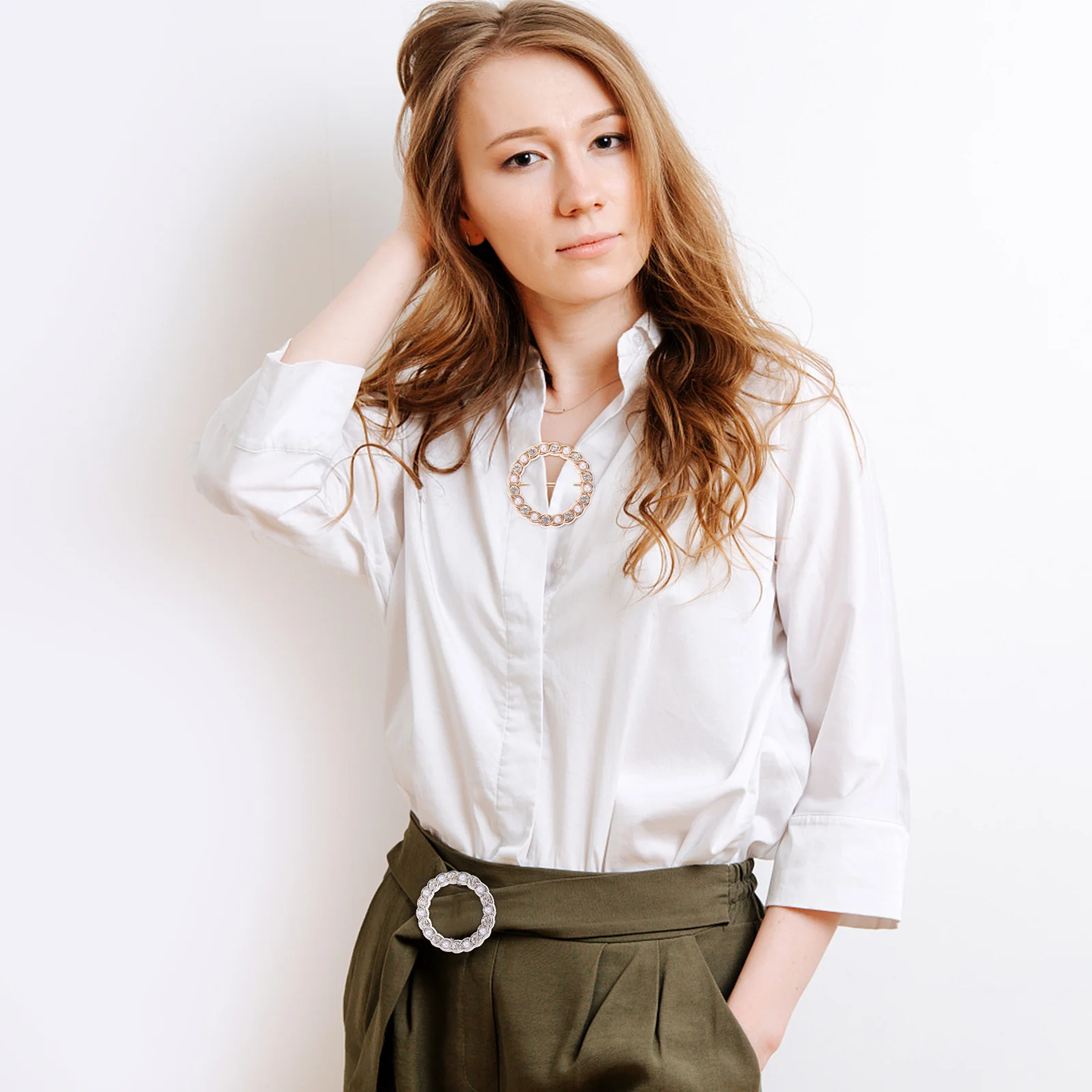 

Ipetboom 2pcs Waist Button T Shirt Buckle for Hollow Round Blouse Clips Fashion Adjustable Fastener