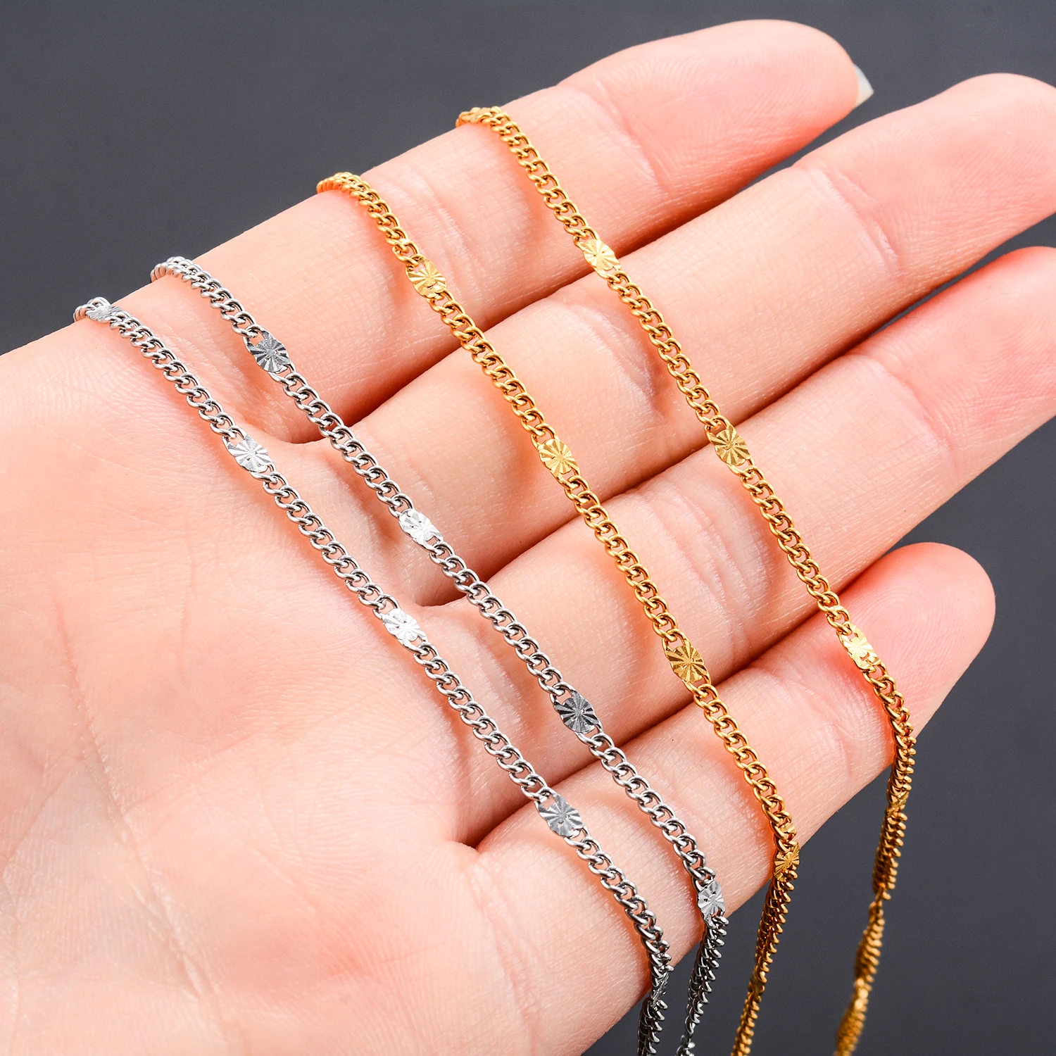 1.3 مللي متر واسعة الفولاذ المقاوم للصدأ الرجال والنساء قلادة تنقش ربط سلسلة مجوهرات للنساء الرجال على الرقبة #4