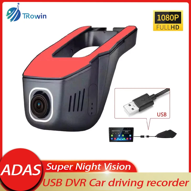 

1 PCS USB Car DVR Dash Cam FHD 1080P ADAS DVR For Auto Android Multimedia Player Hidden Type Motion Detection