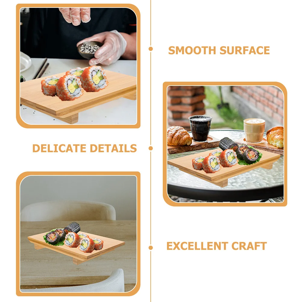 

Bamboo Serving Tray Sushi Platter Handcrafted Practical Dish Kitchen Dining Table Entertain Guests Snack Storage
