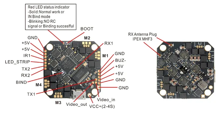 25x25mm HappyModel CrazyF411 AIO PRO F4 FC wbudowany w 20A ESC OSD FRSKY odbiornik o układzie różnicowym 2-4S dla FPV wykałaczka Cinewhoop drony