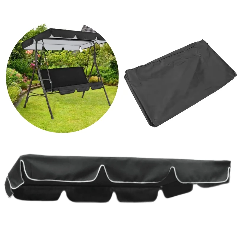 3 Seater Swing Canopy Replacement Cover Waterproof UV Resistant Patio Swing Chair Roof Top Sun Rain Protection Outdoor Garden