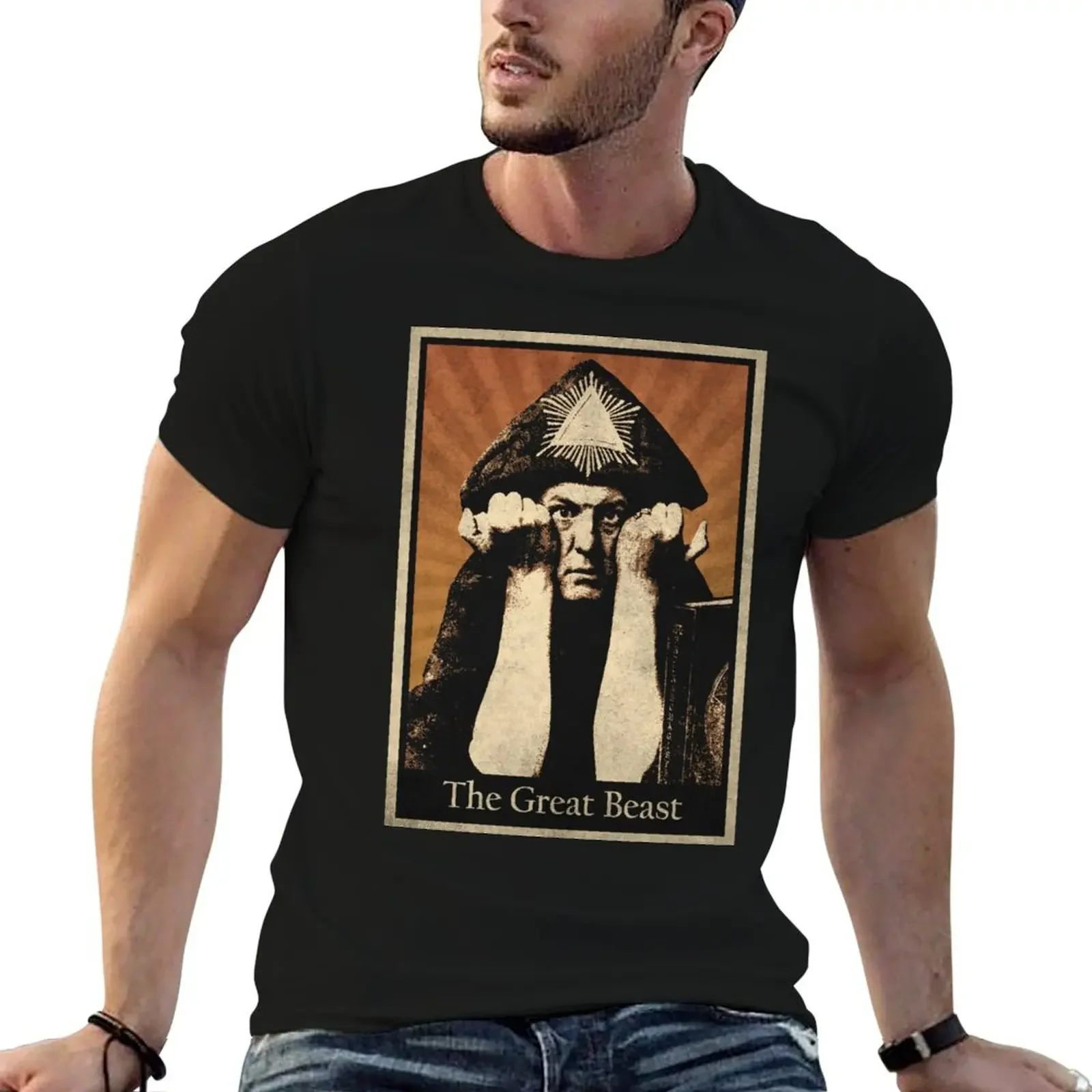 Aleister Crowley The Great Beast T-Shirt oversizeds rapper graphic tees mens white t shirts