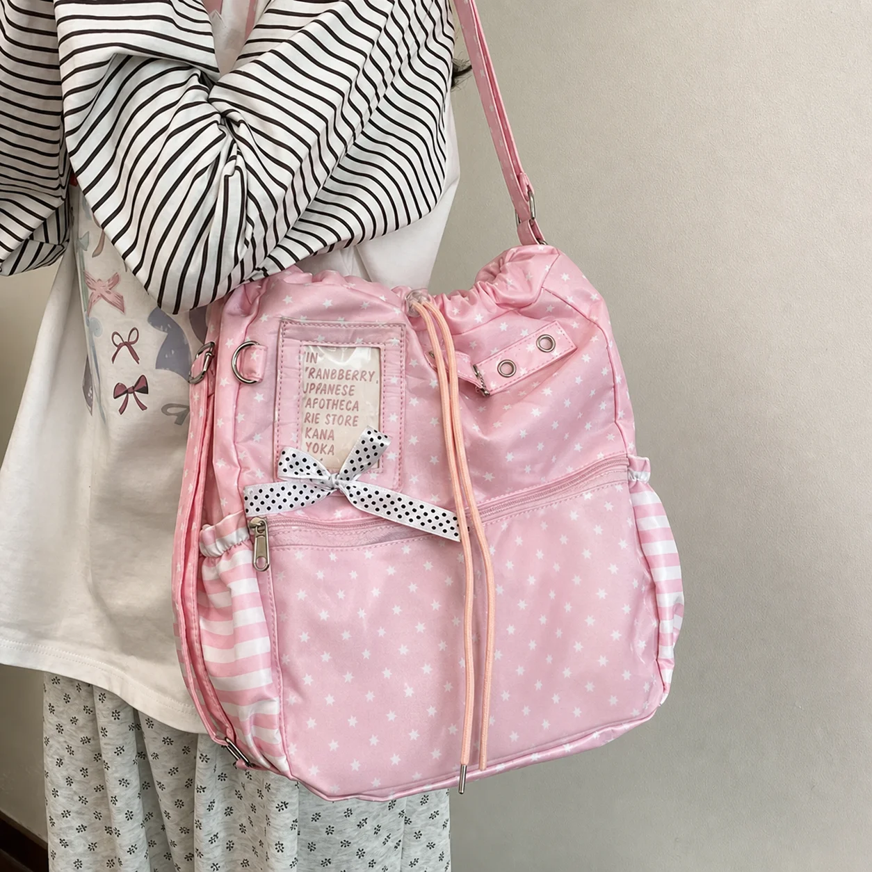 Transparent Display Backpack Adjustable Large Capacity Display Bag Multi-Way Wearable Bag Cream Interior For Travel Campus