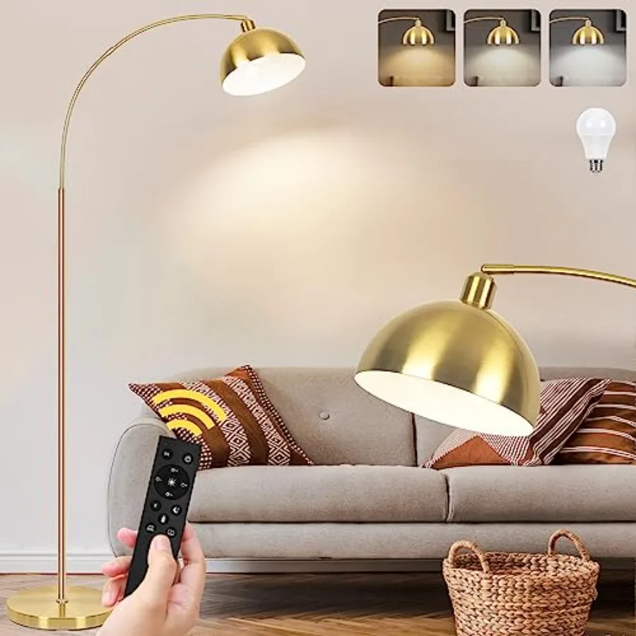 

Upgraded Arc Floor Lamps for Living Room - Stepless Dimmable Tall Lamp with Remote Control and Color Temperature 9W LED Bulb Ov