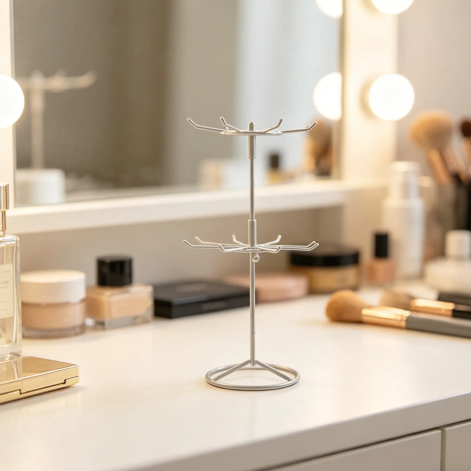Metal Rotating Jewelry Display Stand Holder Organizer For Display Stand For Earrings Organize Tier Necklace Detachable