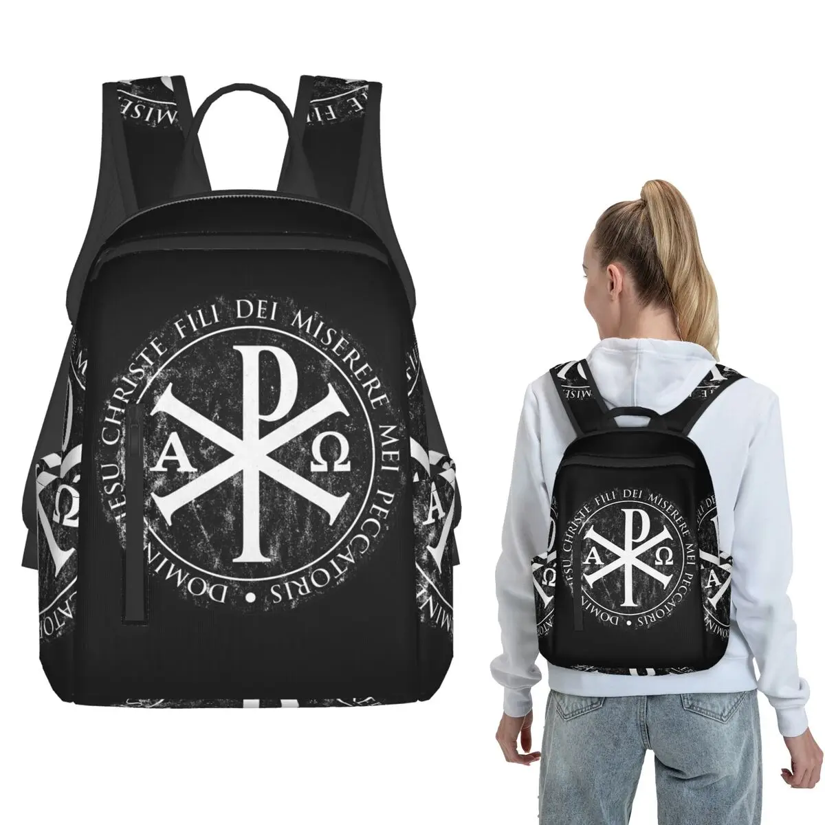 Chirho, Chi Rho, Christogram, Jesus Backpack Daypack Boys Girls BookBag School Bag Shoulder Bags for Men Women