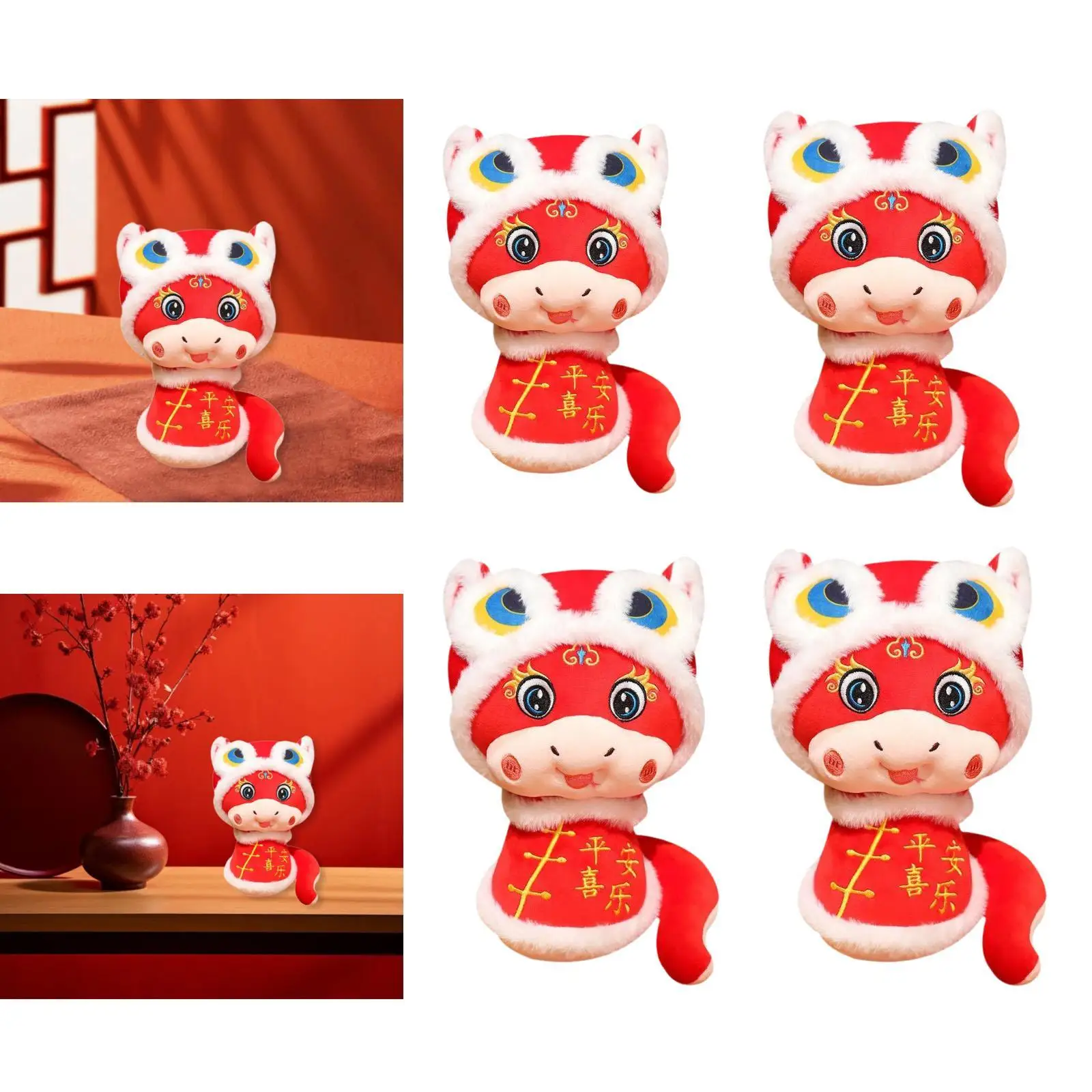 Chinese New Year Snake Plush Toy New Year Ornament Novelty Snake Doll Toy for Bedroom Hotel Dorm Living Room Household