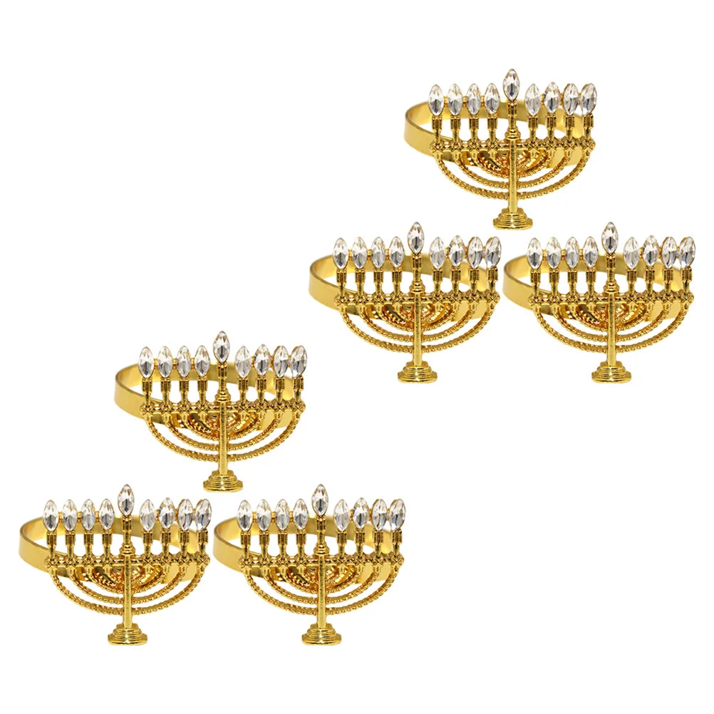 6 Pcs Napkin Ring Menorah Shaped Holder Paper Serviette Buckles Hanukkah Alloy Holders