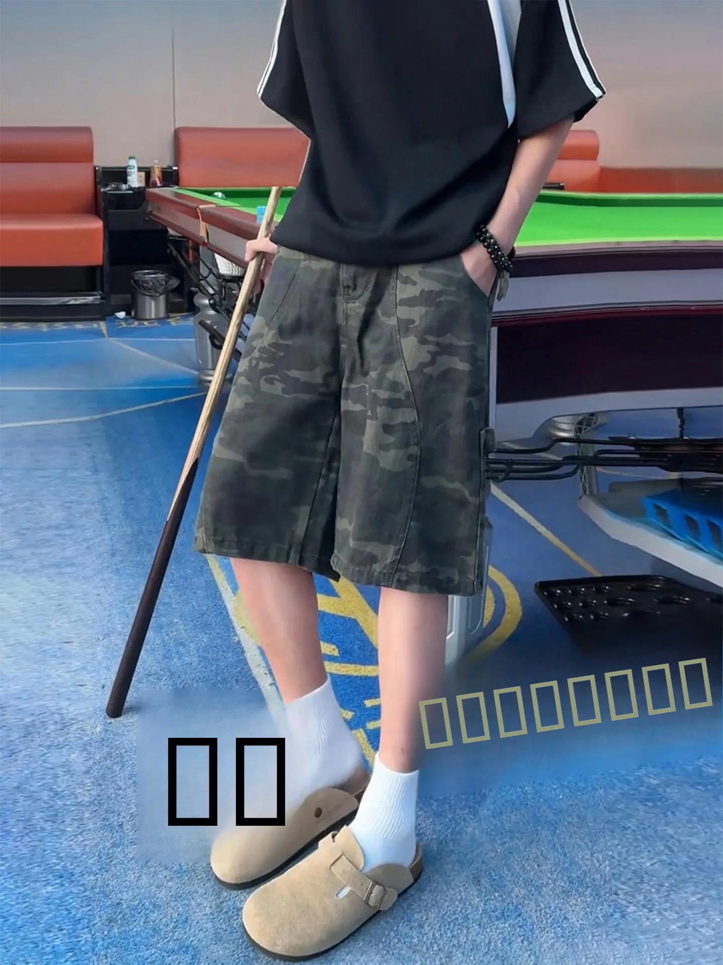 

Мужские летние уличные брюки-карго в американском стиле, камуфляжные, модные, для работы, длиной до колена, повседневные, длиной до середины икры