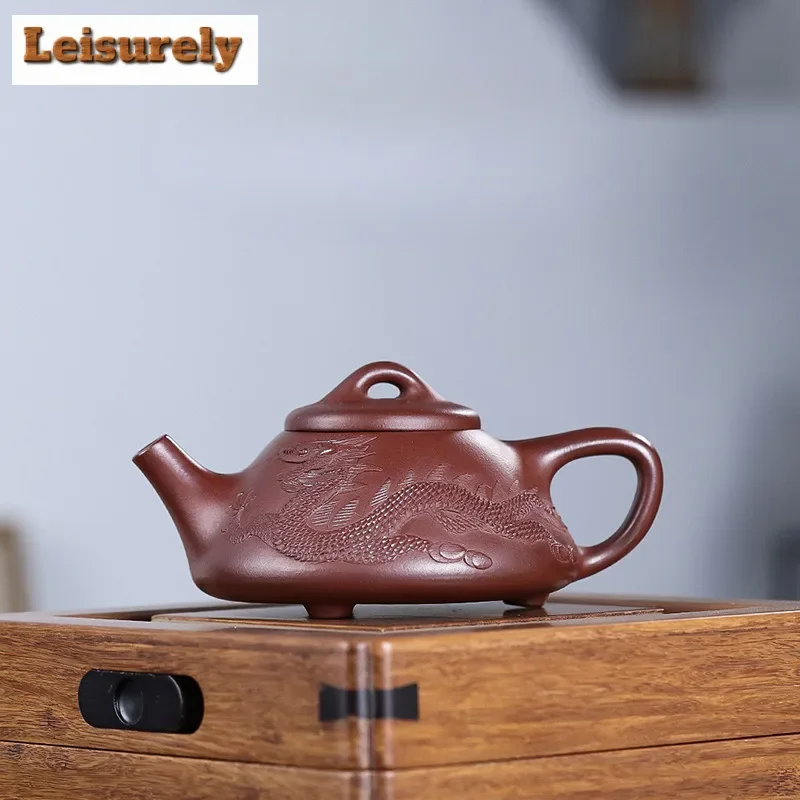 

240ml Antique Yixing Purple Clay Teapot Master Handmade Stone Scoop Dragon Pot Raw Ore Dahongpao Mud Kettle Zisha Teaset For Tea