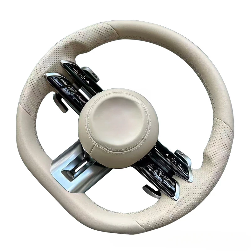 For Mercedes Benz AMG Dragonfly Steering Wheel Assembly 12‑21 Carbon Fiber Beige Leather Racing Modified Steering Wheel With Dec
