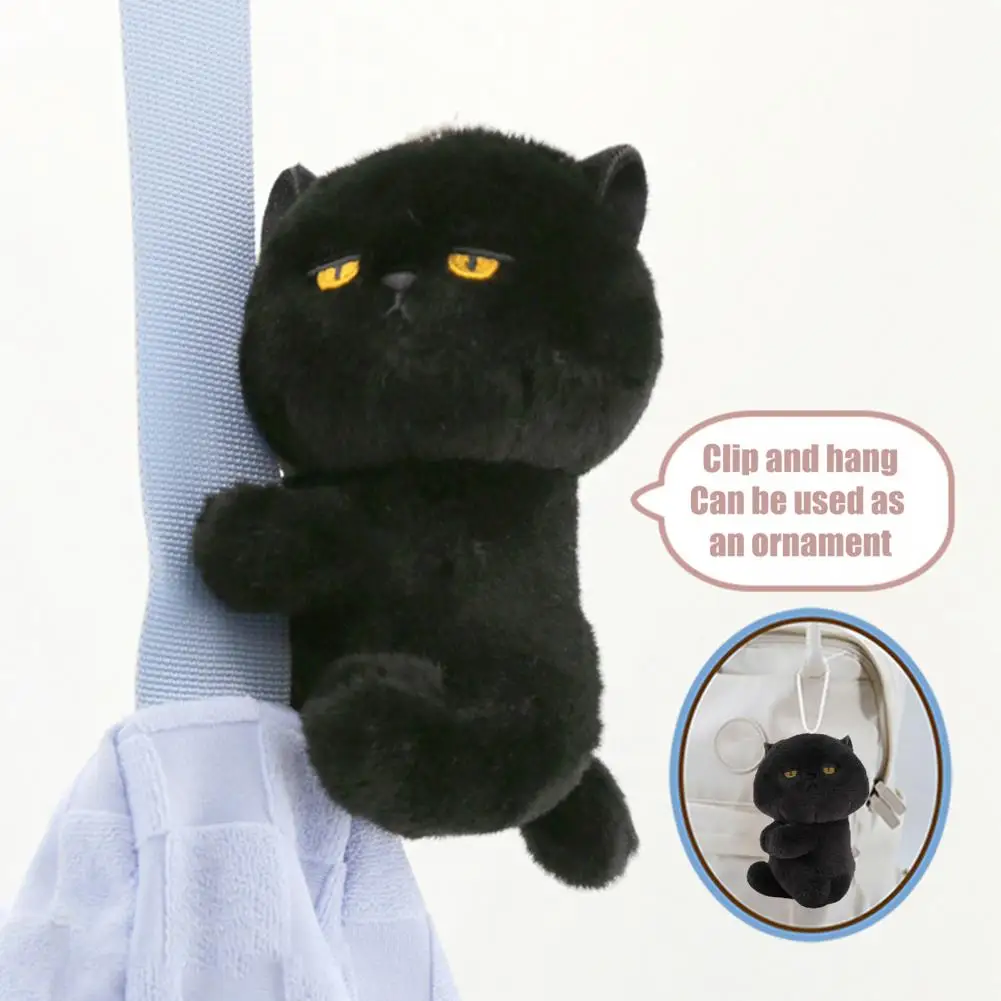 Kawaii Black Cat Plush Doll Set Chaveiro, Clipe Pingente, Brinquedo De Pelúcia, Adorável Ornamento, Presentes