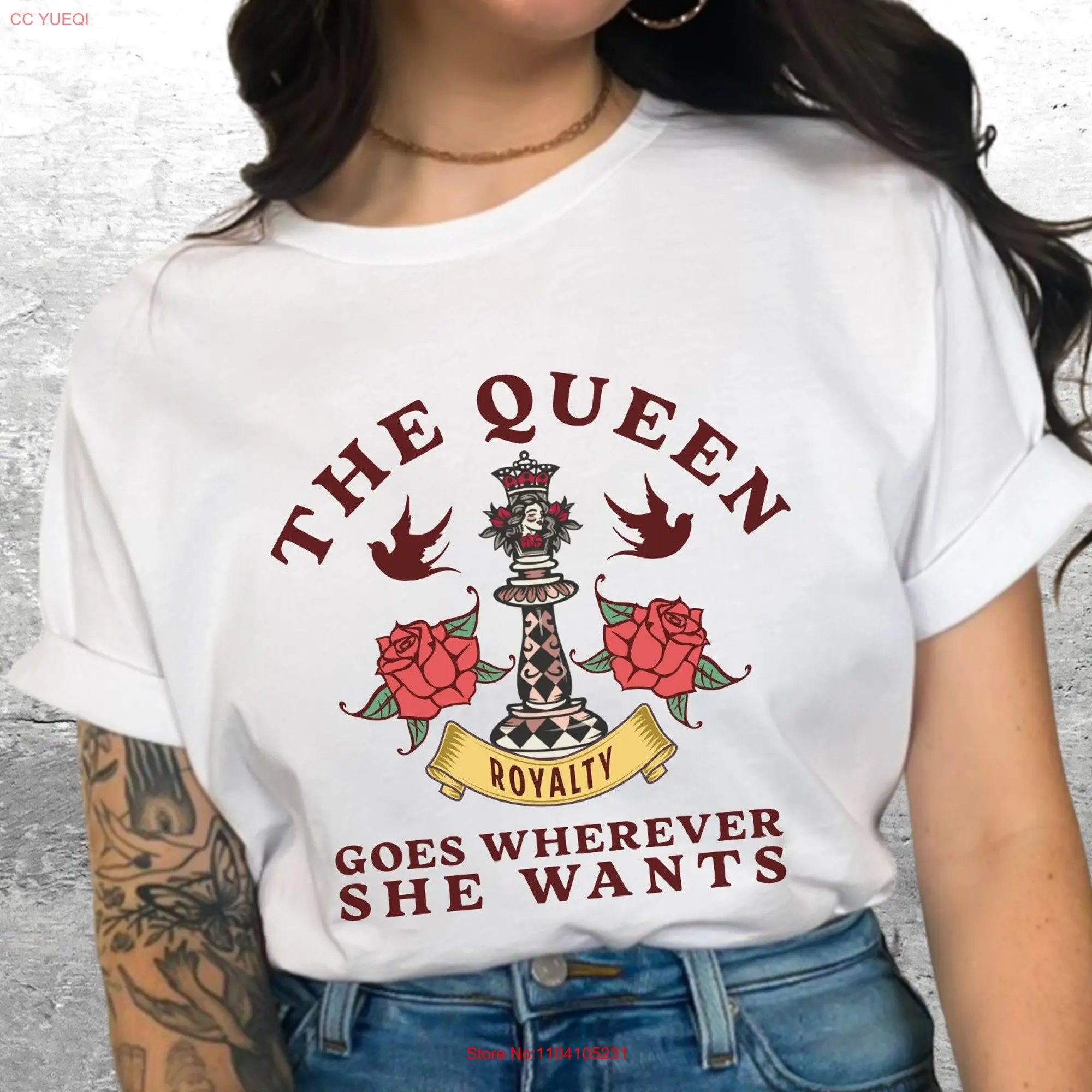 Women's Chess T Shirt The Queen Goes Wherever She Wants FeminisT Feminism Lover For Her Bella Canvas 3001