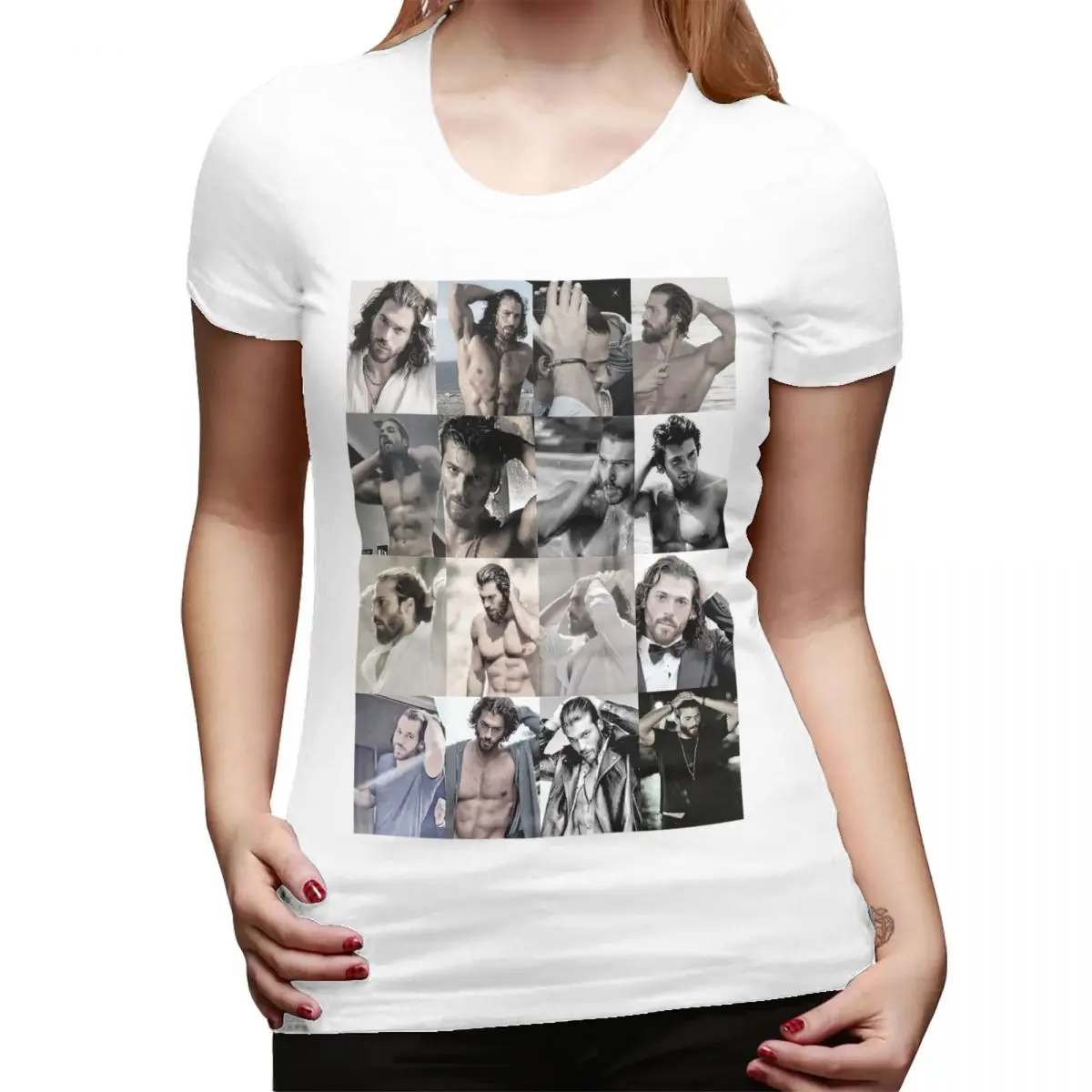 

Футболка с фотографией Actor Can Yaman для женщин, уличная футболка с круглым вырезом, женская летняя одежда с короткими рукавами, топы