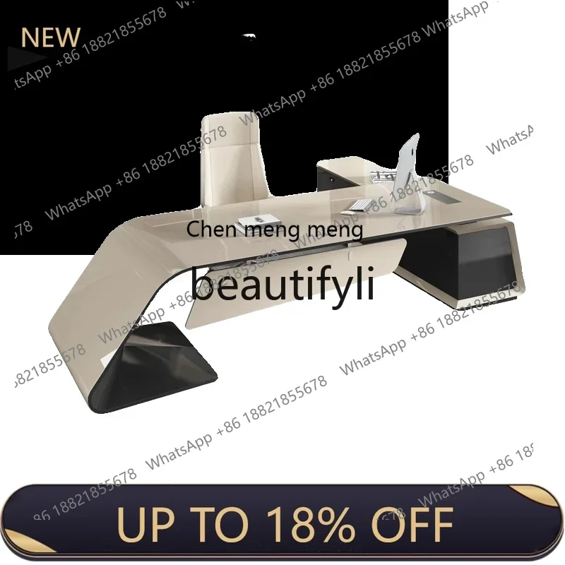 

P178 Italian light luxury boss desk, president's office desk and chairs, modern and simple, supervisor's desk