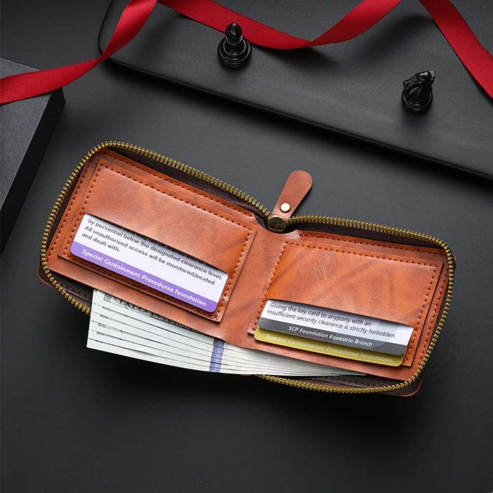Zipper Wallet Comfortable Men'S Wallet Pu Leather Card Holder  Coin Purse For Daily Use Coin Holding Gifts
