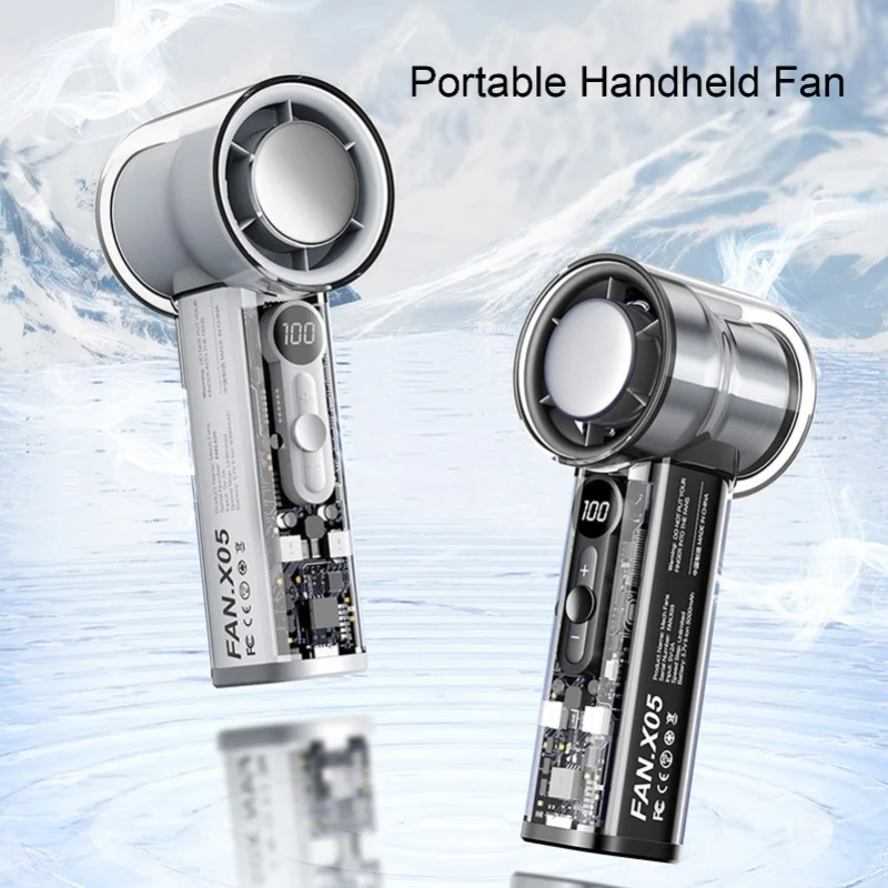 Portable Handheld Fan High Speed Adjustable 100 Gears 3000mAh Battery Rechargeable Mini Pocket Fan With Metal Body Digital