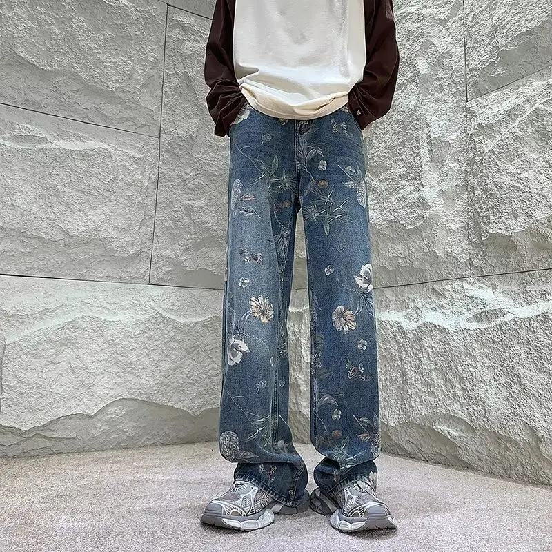 American Vintage Jeans Men Autumn Design Sense Niche Straight Tube Wide Leg Fashion Brand Fried Street Plankton Handsome Pants