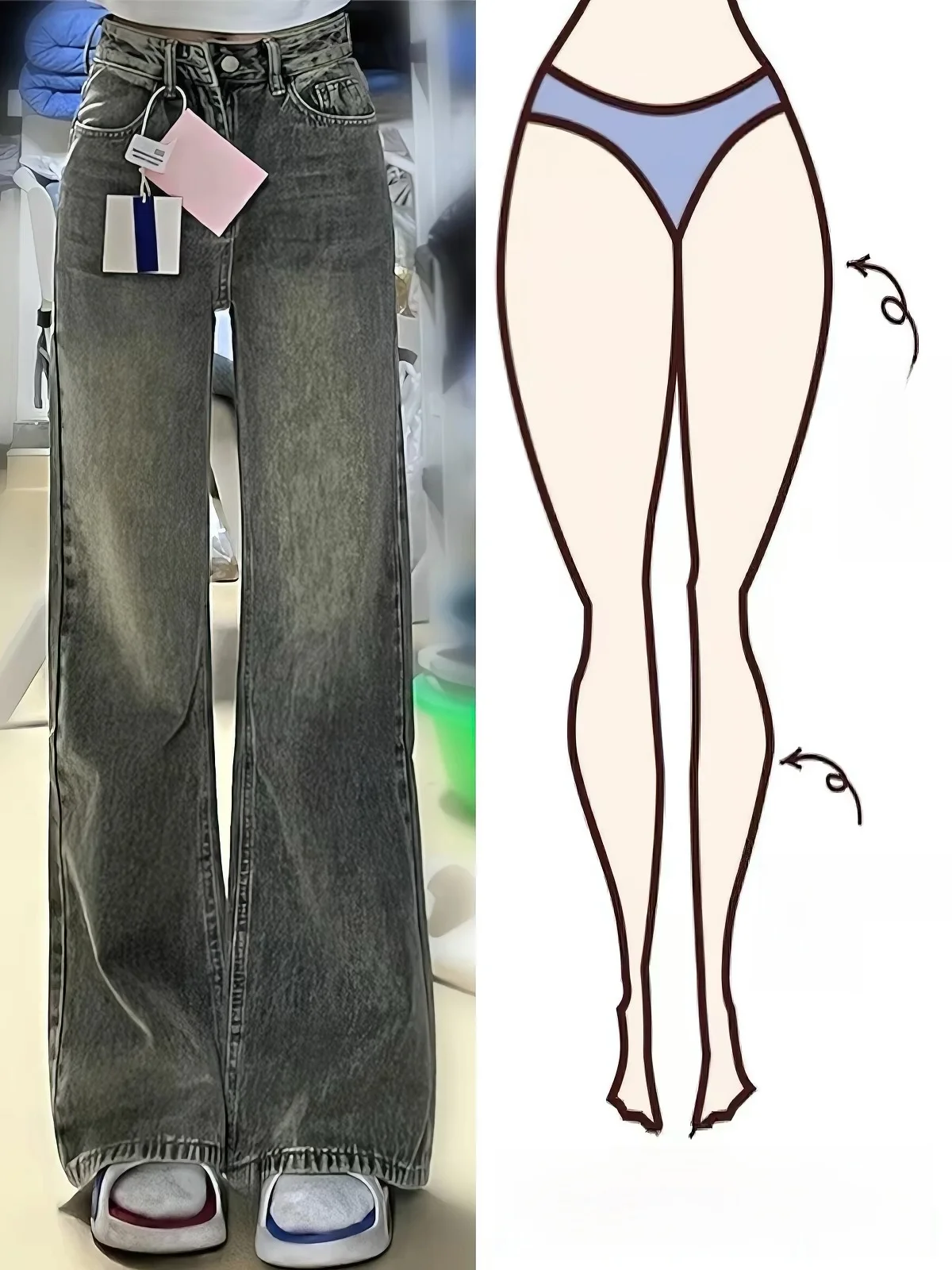 Relaxed Vintage Faded Wide Leg Denim Jeans Women's Summer New Pear Body Shape Loose Slimming American Floor-Length Pants