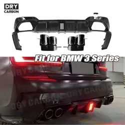 Spoiler diffusore paraurti posteriore con luce a led in acciaio inossidabile punte marmitta di scarico per auto tubi per BMW G20 G28 M Sport 2019-2021