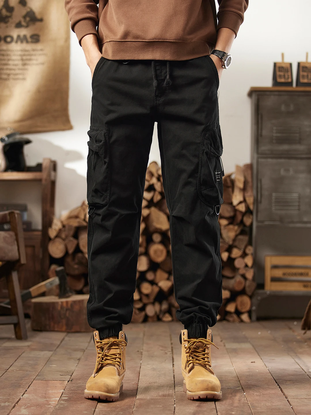 new-arrival-spring-summer-men's-loose-fit-casual-cotton-work-trousers-fashionable-cuffed-long-pants-for-outdoor-camping-travel