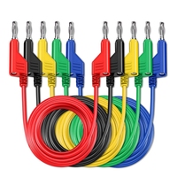 WFF P1036 5PCS 4Mm Copper Banana Plug To Banana Plug Multimeter Test Leads Soft PVC Cable 1M Wire 1000V 15A