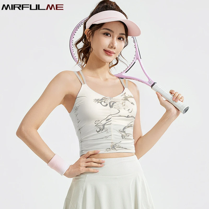 

Women Sport Bras Shockproof Yoga Bra Thin Mesh Running Underwear Fixed-Pad Workout Tank Tops Wide Hem Gym Fitness Vest Brassiere