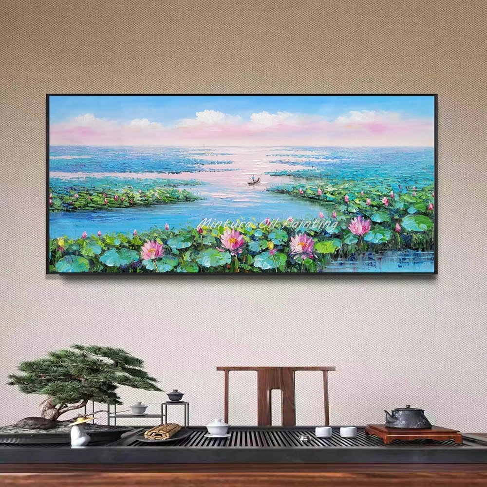 

Mintura,Handmade Knife 3D Flower Oil Painting on Canvas Wall Art Picture Modern Home Decoration Abstract Landscape Posters Mural