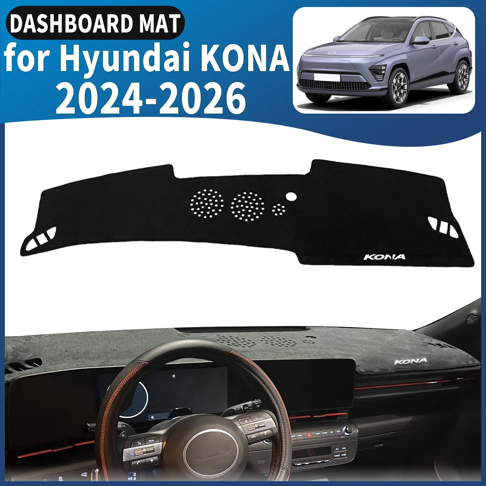 Fit for 2024 2025 2026 Hyundai KONA Electric EV Car Accessories DashMat Sunshade Dashboard Cover Pad Protective Carpet
