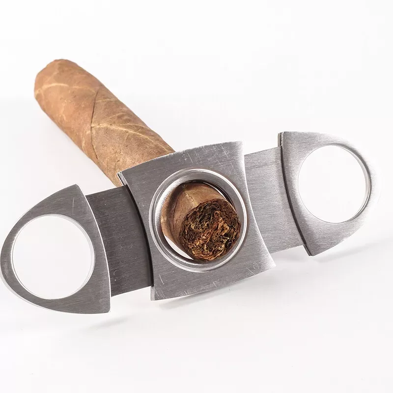 Stainless steel Cigar Cutter Smoking Accessories Silver Metal Pocket Plastic Handle Classic for Gift