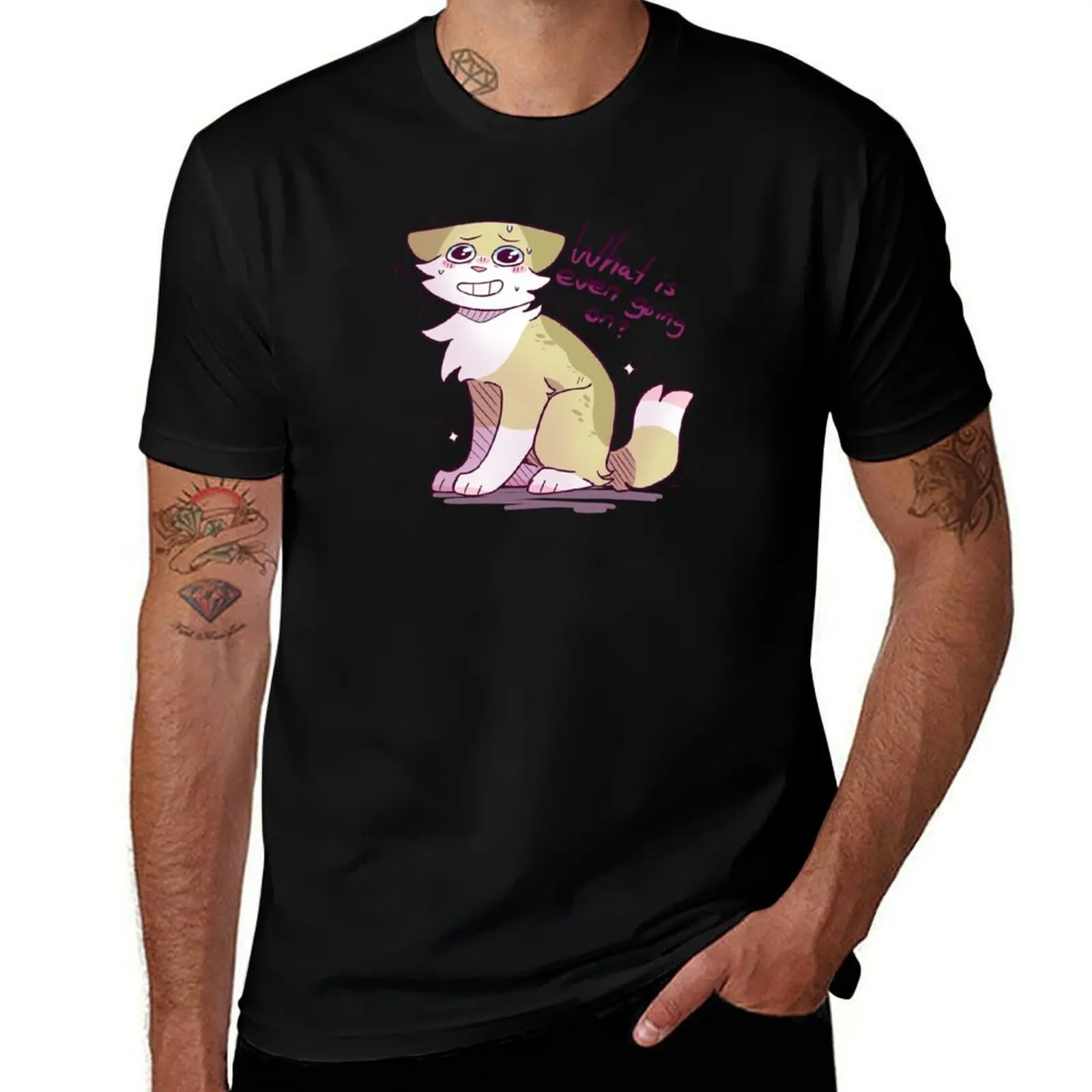 What Is Even Going On Cat T-Shirt Sweat Absorbing Sports Tee Shirt T-Shirt