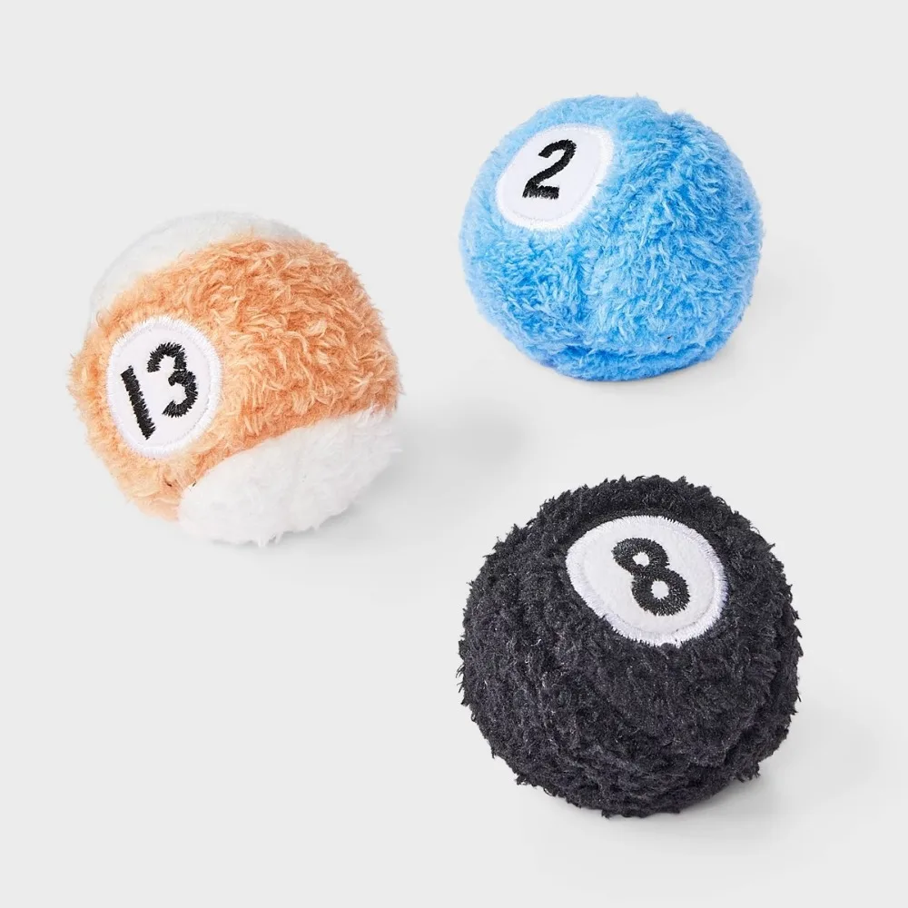 Novelty Fun 8 Ball Cat Toy - 3ct: Chase Activity, Pet Ball, 0.02 lbs