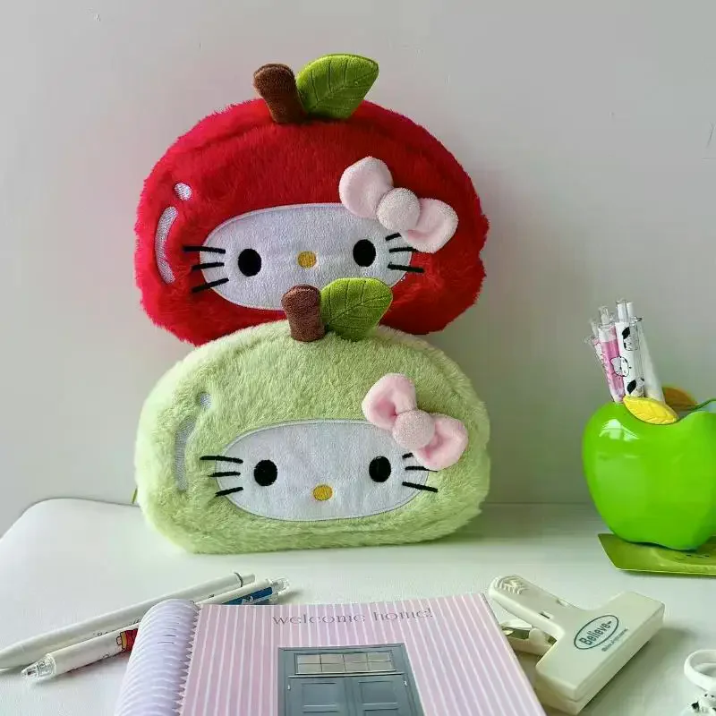 귀여운 헬로키티 플러시 필통 만화 메이크업 가방 대용량 문구류 화장품 필통 보관 가방 선물